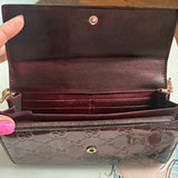 The Junco Wallet on Chain - Vintage Lovely Heart GG in Bordeaux