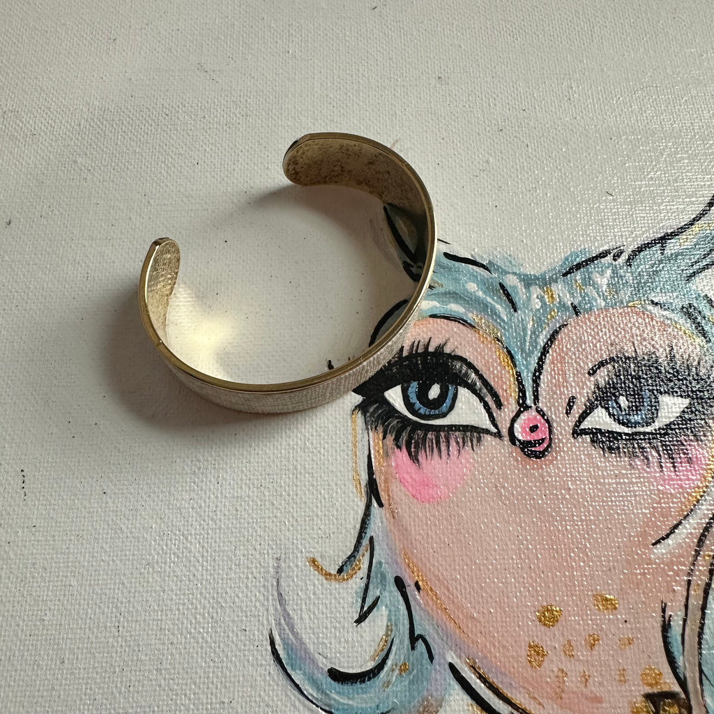 Adjustable Bracelet Cuff in Upcycled Cream GG