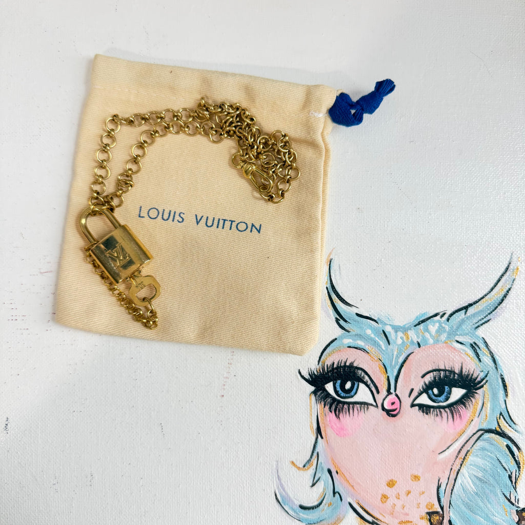 Key to My Heart Necklace - Upcycled LV Padlock on Brass Chain