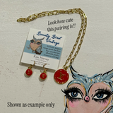 Red LV Trunks & Bags Zipper Pull on Gold-Filled Paperclip Chain