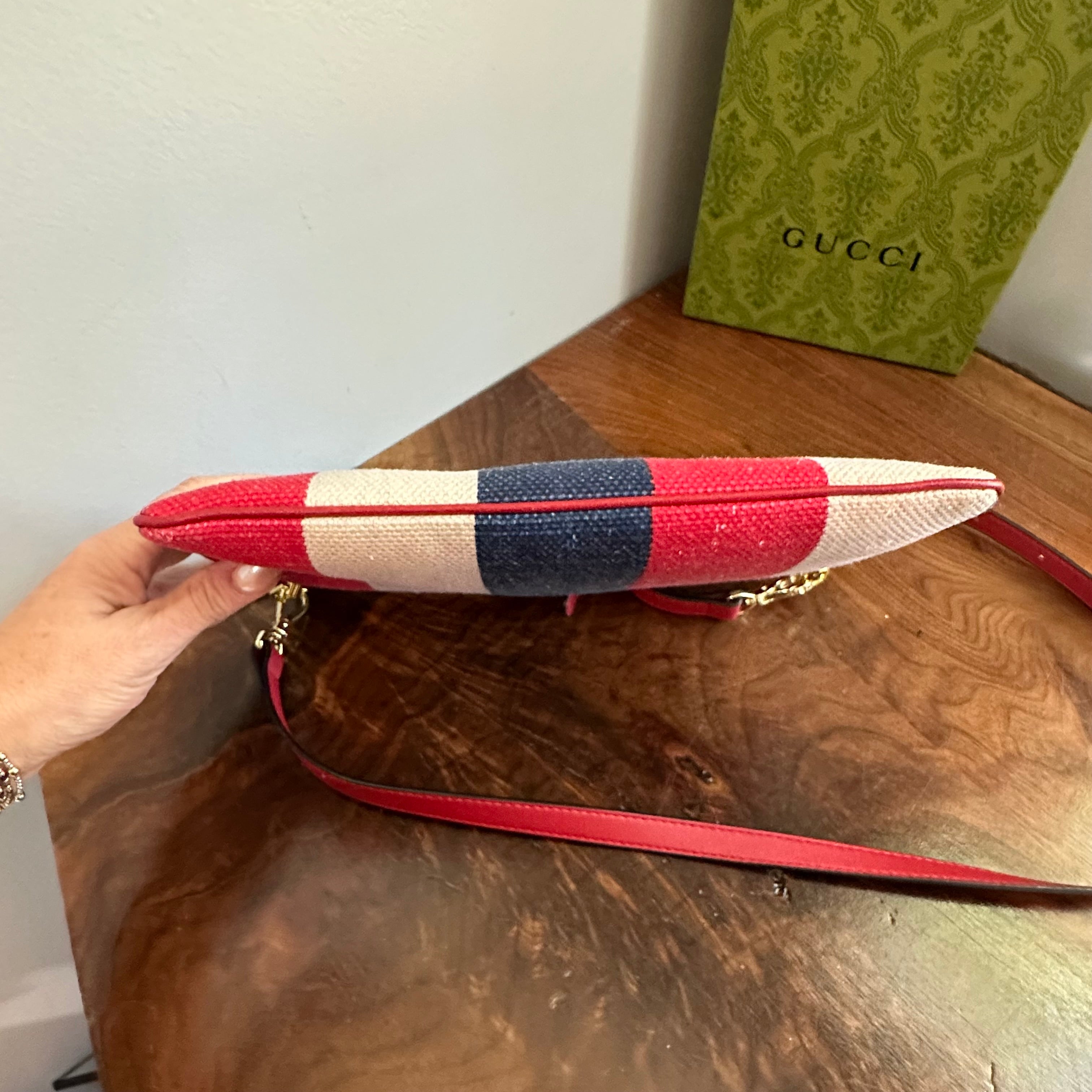 The Junco Crossbody - Red/White/Blue Vintage Gucci GG