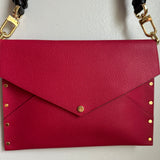 The Pelican Crossbody - Upcycled Louis Vuitton Envelope Rivet in Red