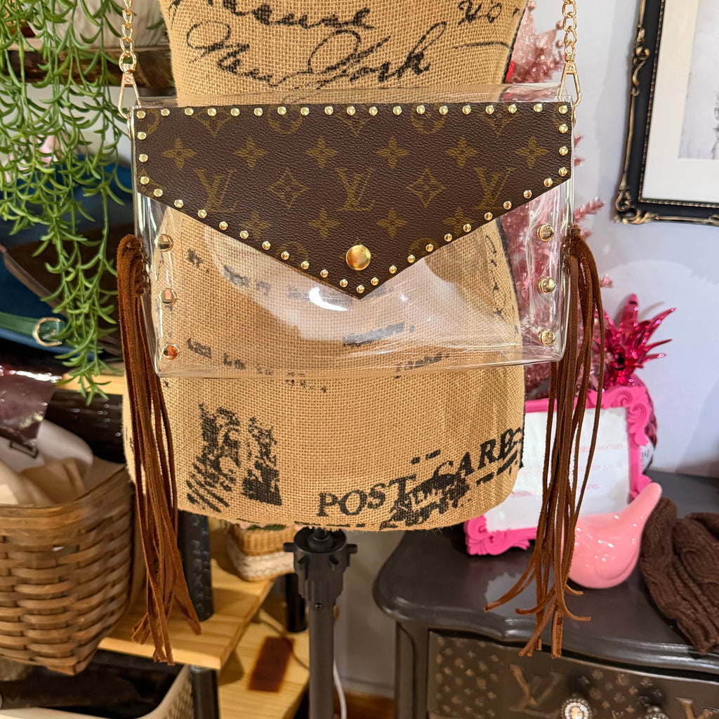 Repurposed LV bag with fringe