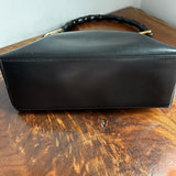 The Grackle - Vintage Gucci Bamboo Shoulder Bag in Black Leather