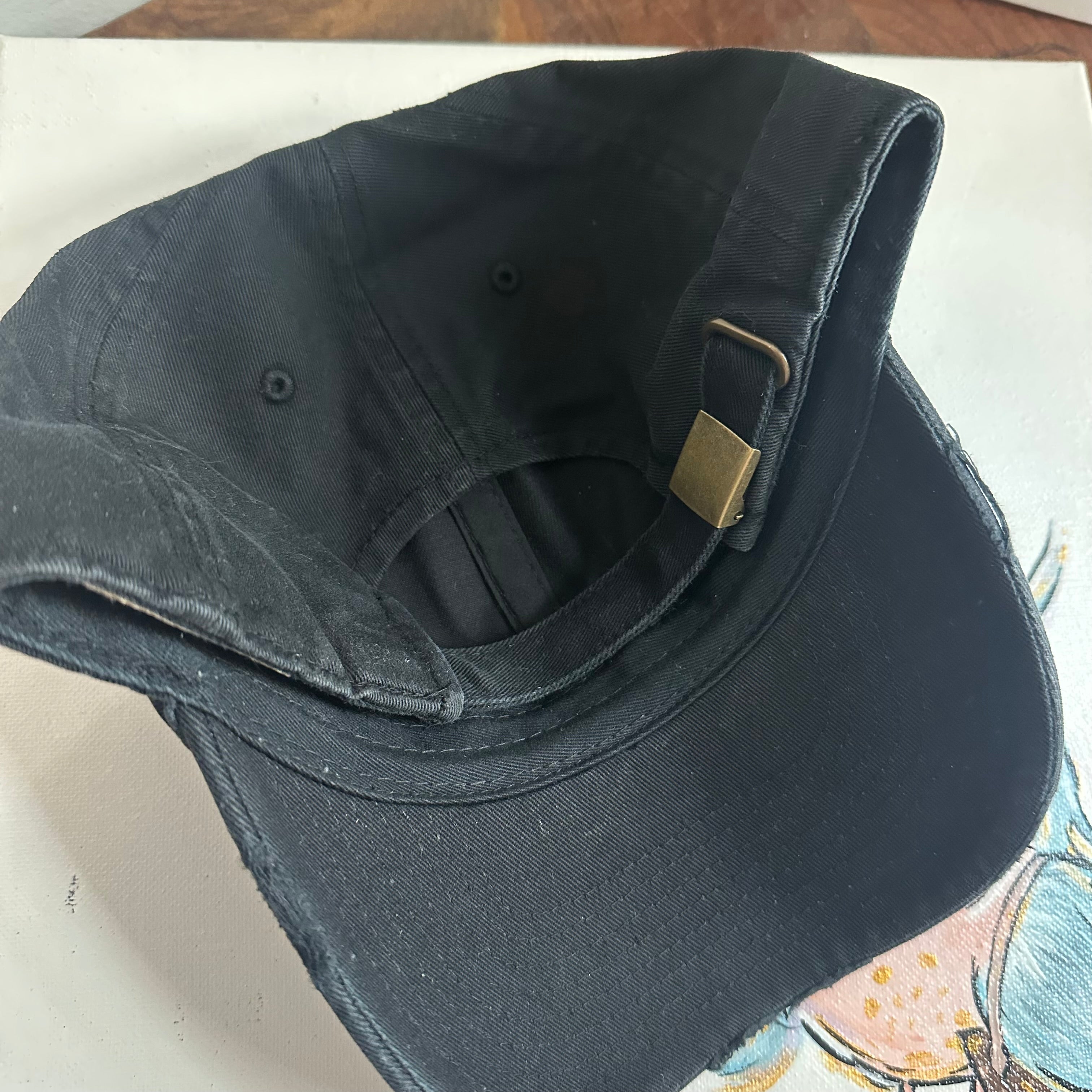 Upcycled Black Prada Tag Hat in Black Hat