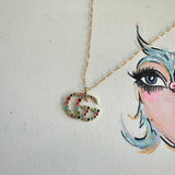Upcycled Multicolored GG Charm Necklace