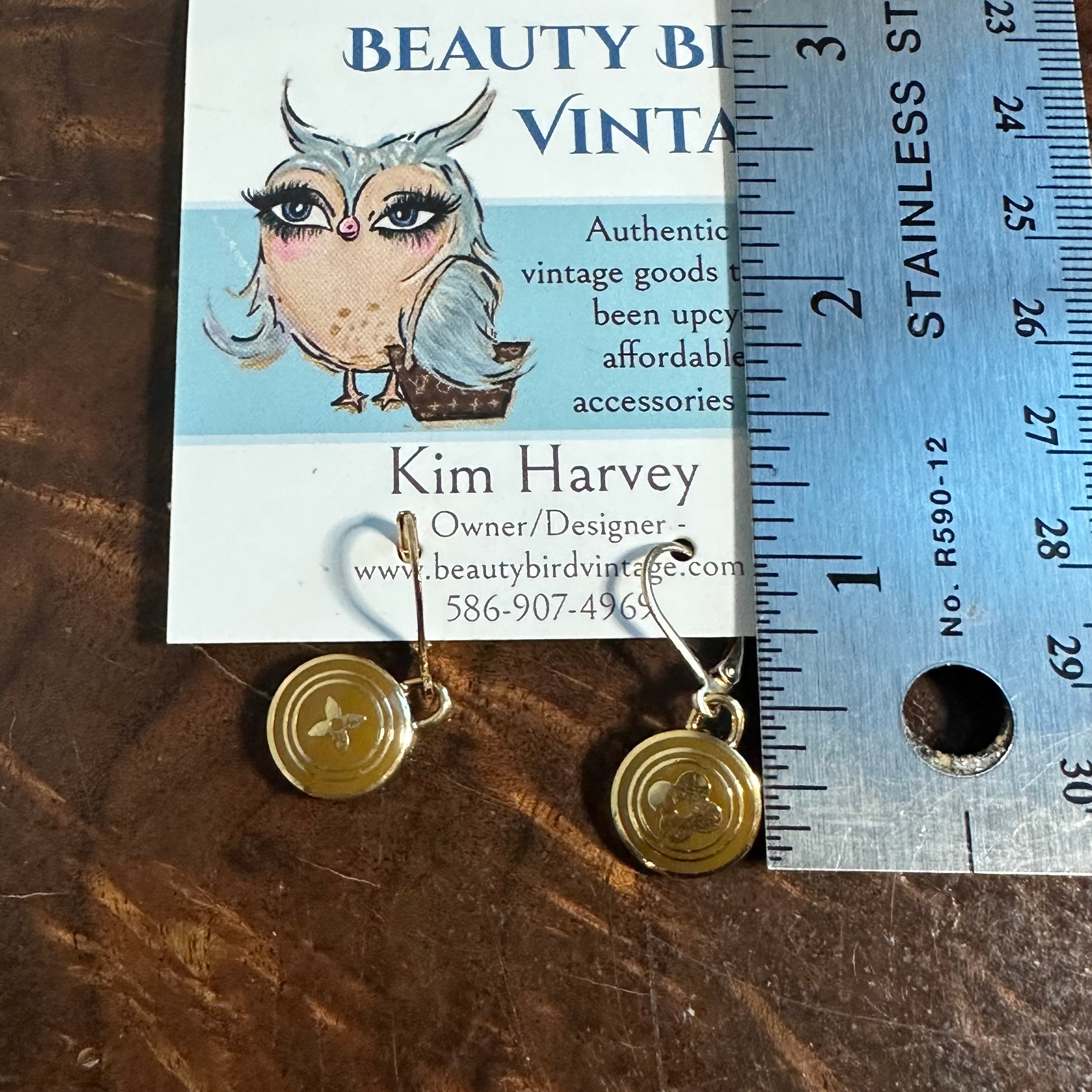 Upcycled LV Bag Charm Pastilles Earrings