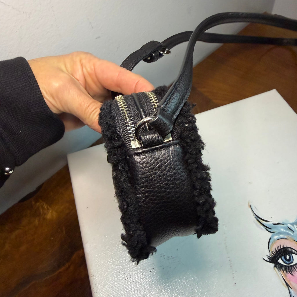 The Junco Crossbody - Black Shearling Leather Coach