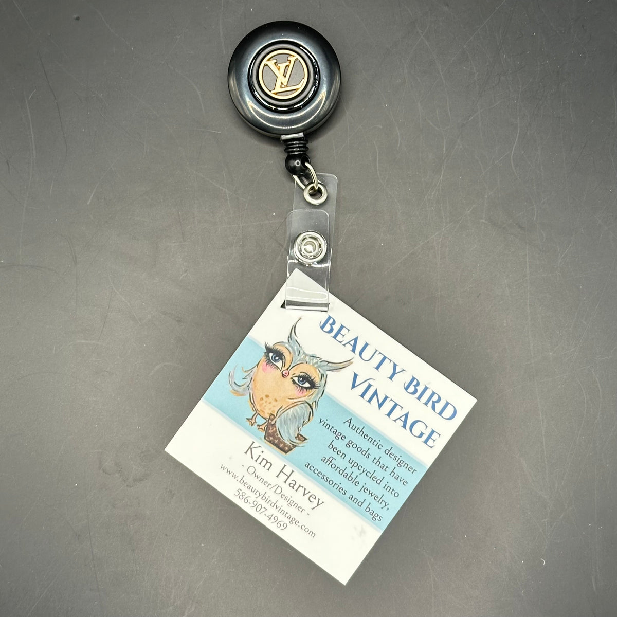 Upcycled LV Button Badge Holder – Beauty Bird Vintage