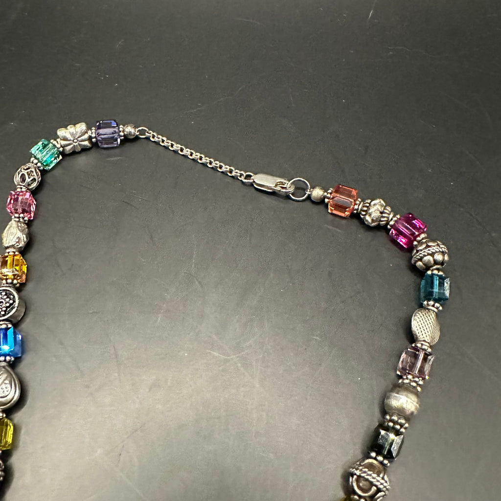 LV Pendant on Multi-color Swarovski Crystal Necklace