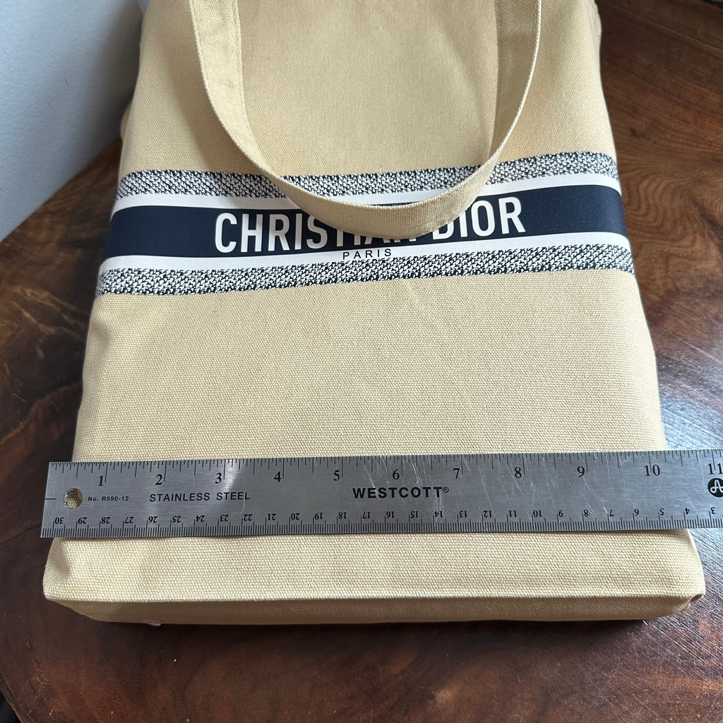 The Dior Tote Bag - Tan Canvas with Navy