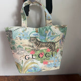 The Crossbody Tote Bag - Canvas Gucci Tiger (with black GG charm)