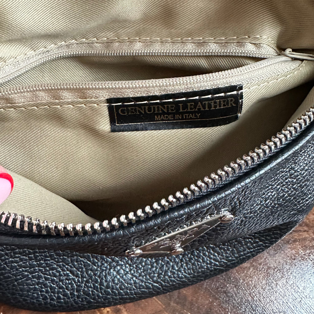Black Leather Prada Tag Sling/Fanny Pack Bag (smaller)