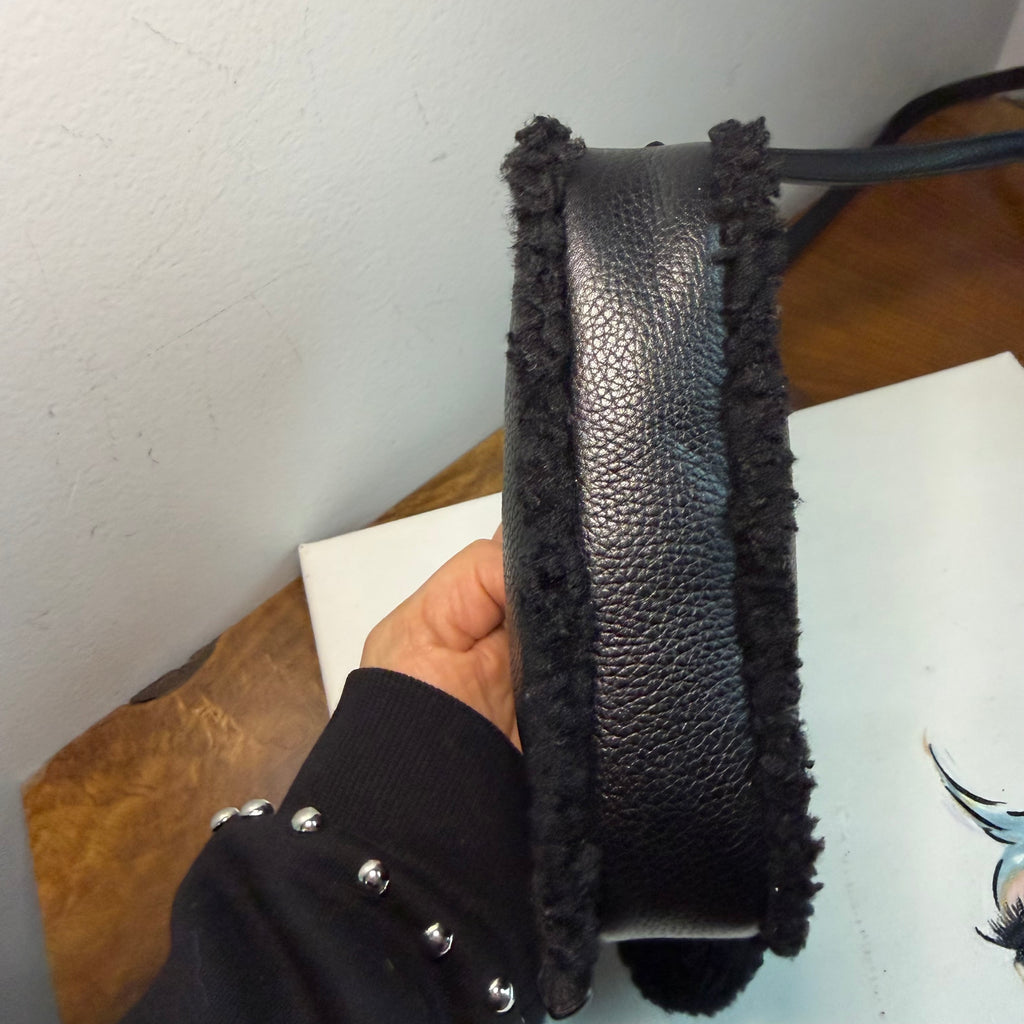 The Junco Crossbody - Black Shearling Leather Coach