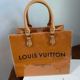 The Tote Bag - Classic Orange LV Bag with Vachetta Handles (10x8x6) with Button