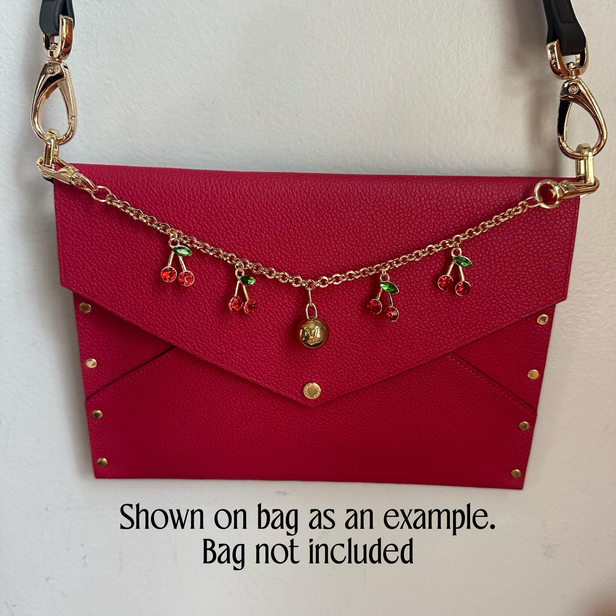 Upcycled LV and Cherries Bag Charm Chain