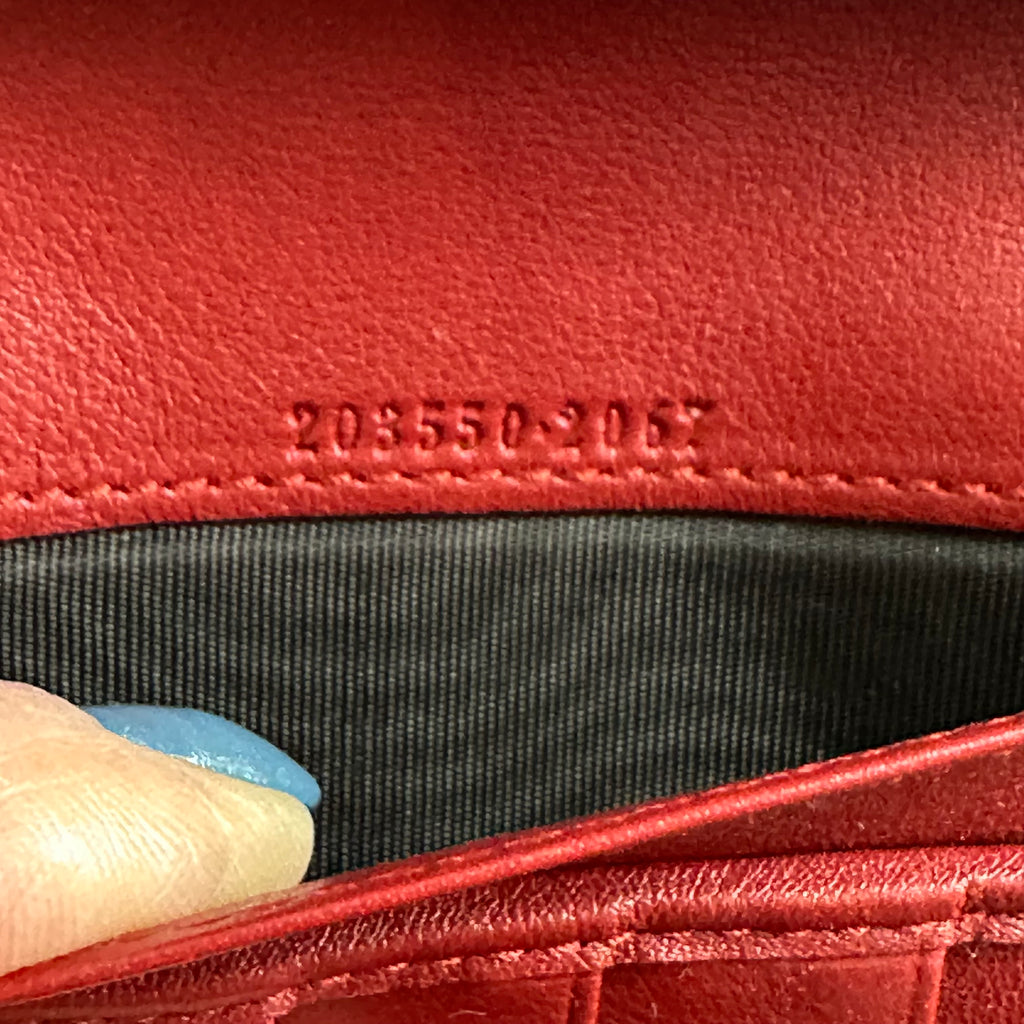 The Junco Wallet on Chain - Vintage GG in Red Patent Leather