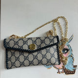 The Junco Wallet on Chain - Navy Vintage Gucci GG