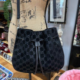 The Peacock Crossbody - Vintage Suede GG in Black