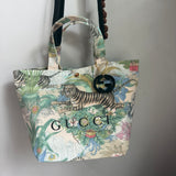 The Crossbody Tote Bag - Canvas Gucci Tiger (with black GG charm)