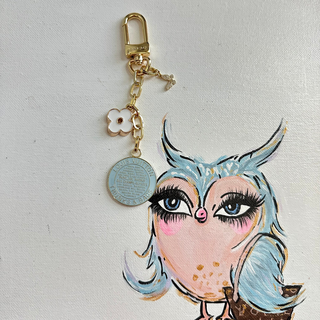 Upcycled LV Trunks & Bags Charm Set in Pale Blue