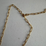 Yellow Resin LV Pendant on Gold-Filled Paperclip Chain Necklace