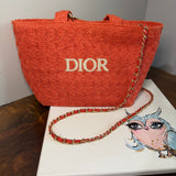 The Crossbody Tote Bag - Raffia Dior in Red/Orange