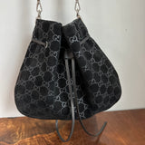 The Peacock Crossbody - Vintage Suede GG in Black