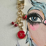 Upcycled LV Bag Charm Set in Red Cherry/Strawberry