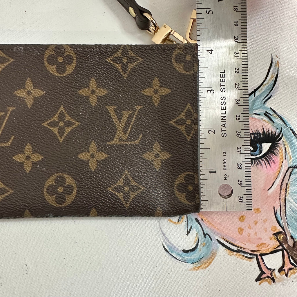 The Junco - Upcycled LV Monogram Wristlet in Dark Brown