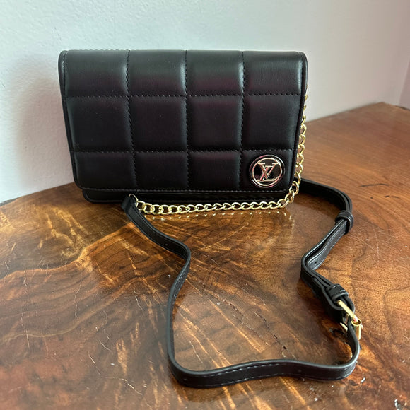 Button Bag - Black Phone Crossbody with LV Button