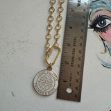 Large White LV Trunks & Bags Pendant on Gold-Filled Necklace