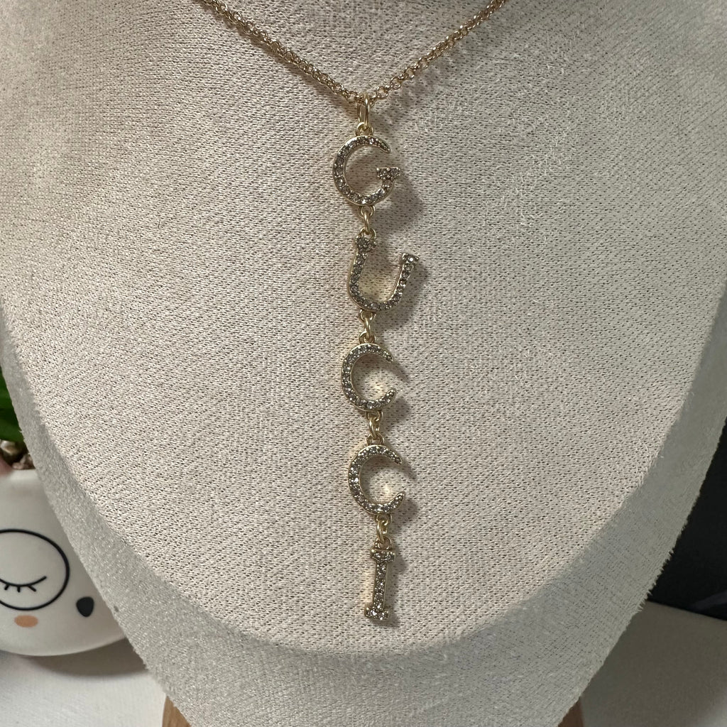 Upcycled Gucci Letters Lariat Necklace