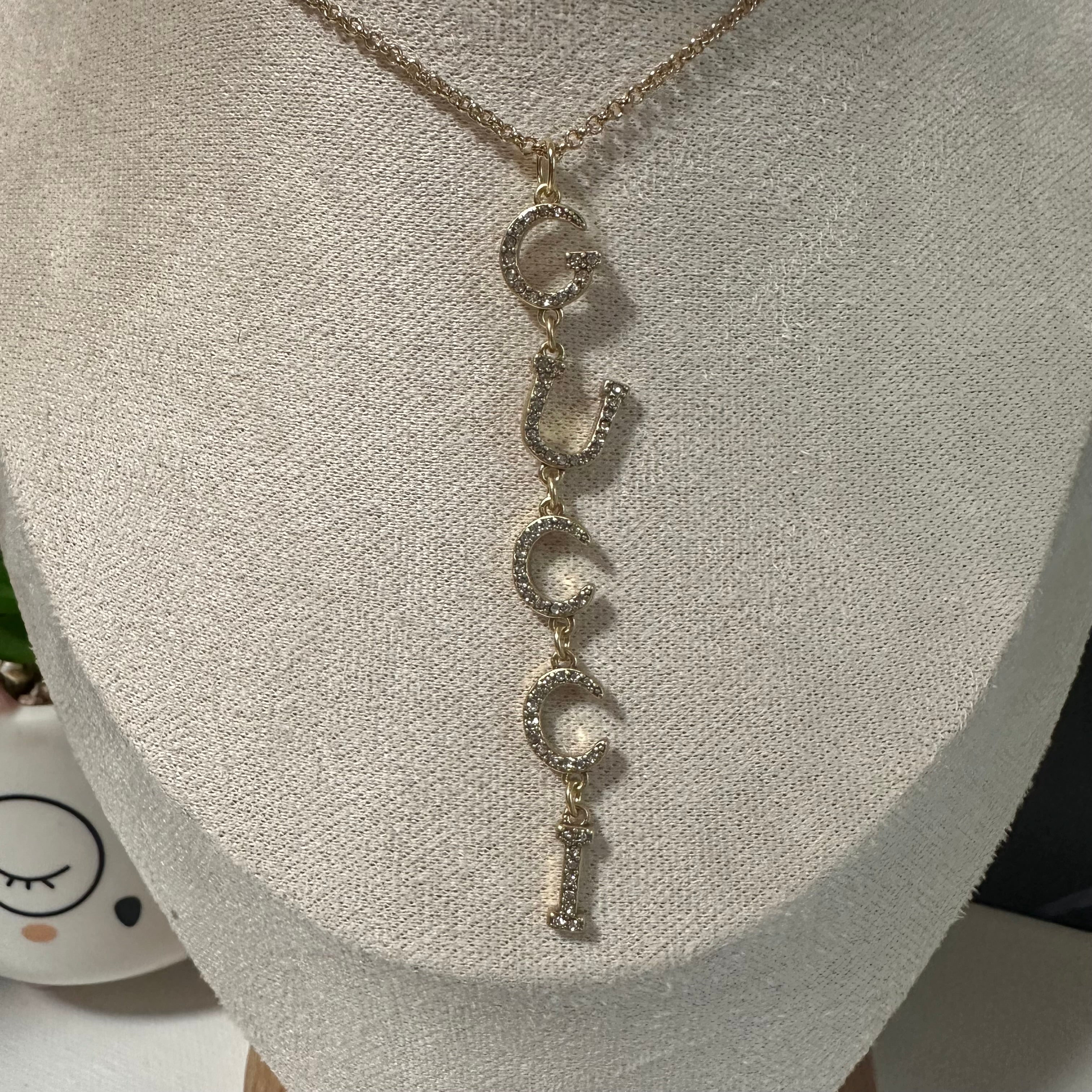 Upcycled Gucci Letters Lariat Necklace