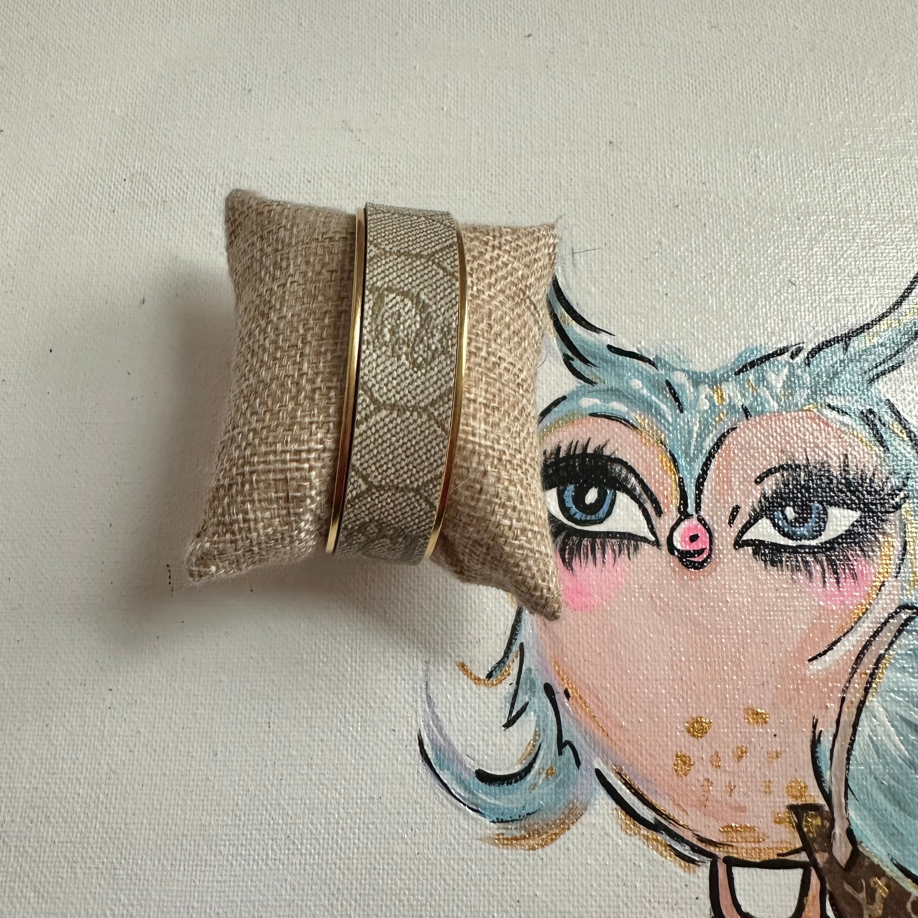 Adjustable Bracelet Cuff in Upcycled Dior