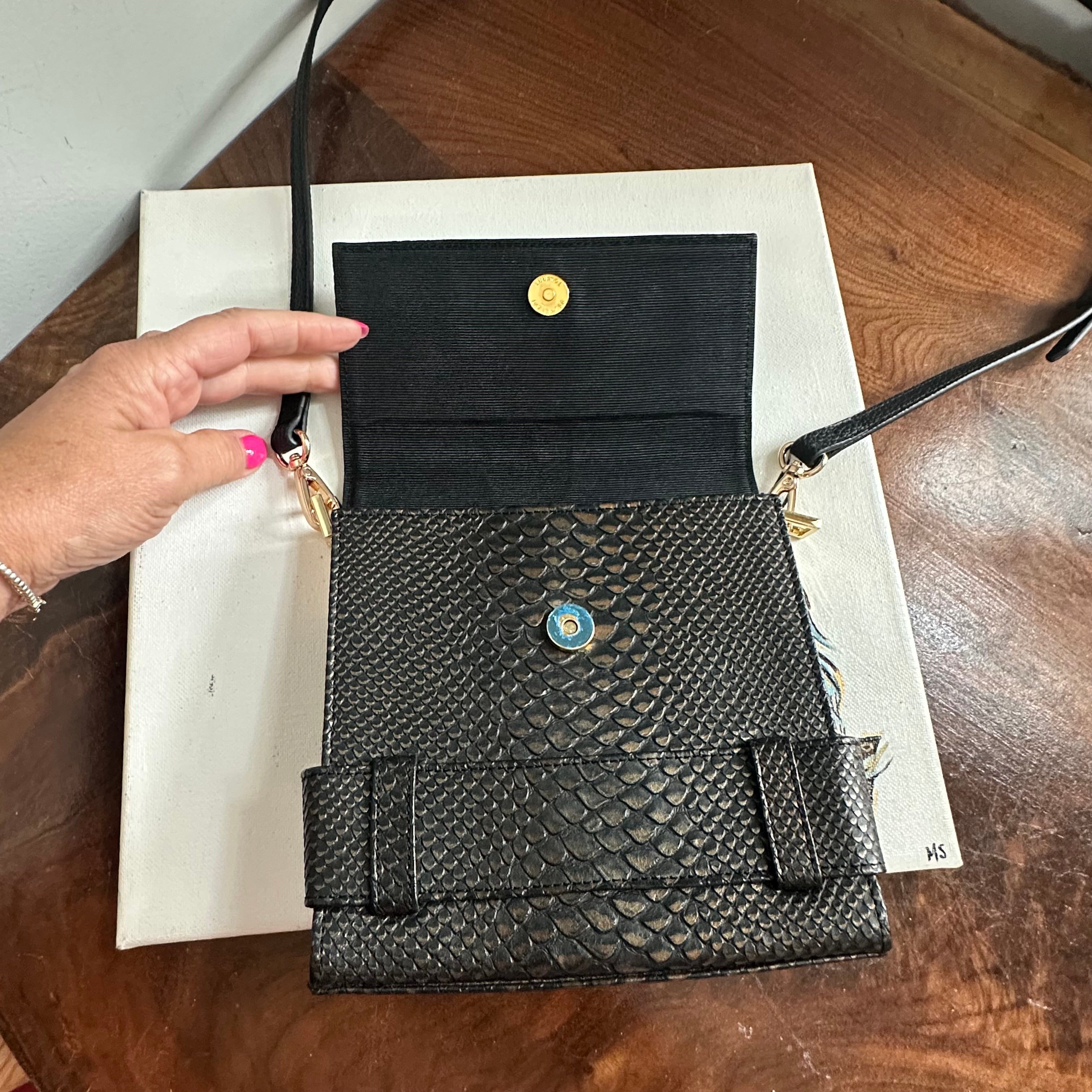 The Junco Crossbody - Vintage YSL in Black Snakeskin