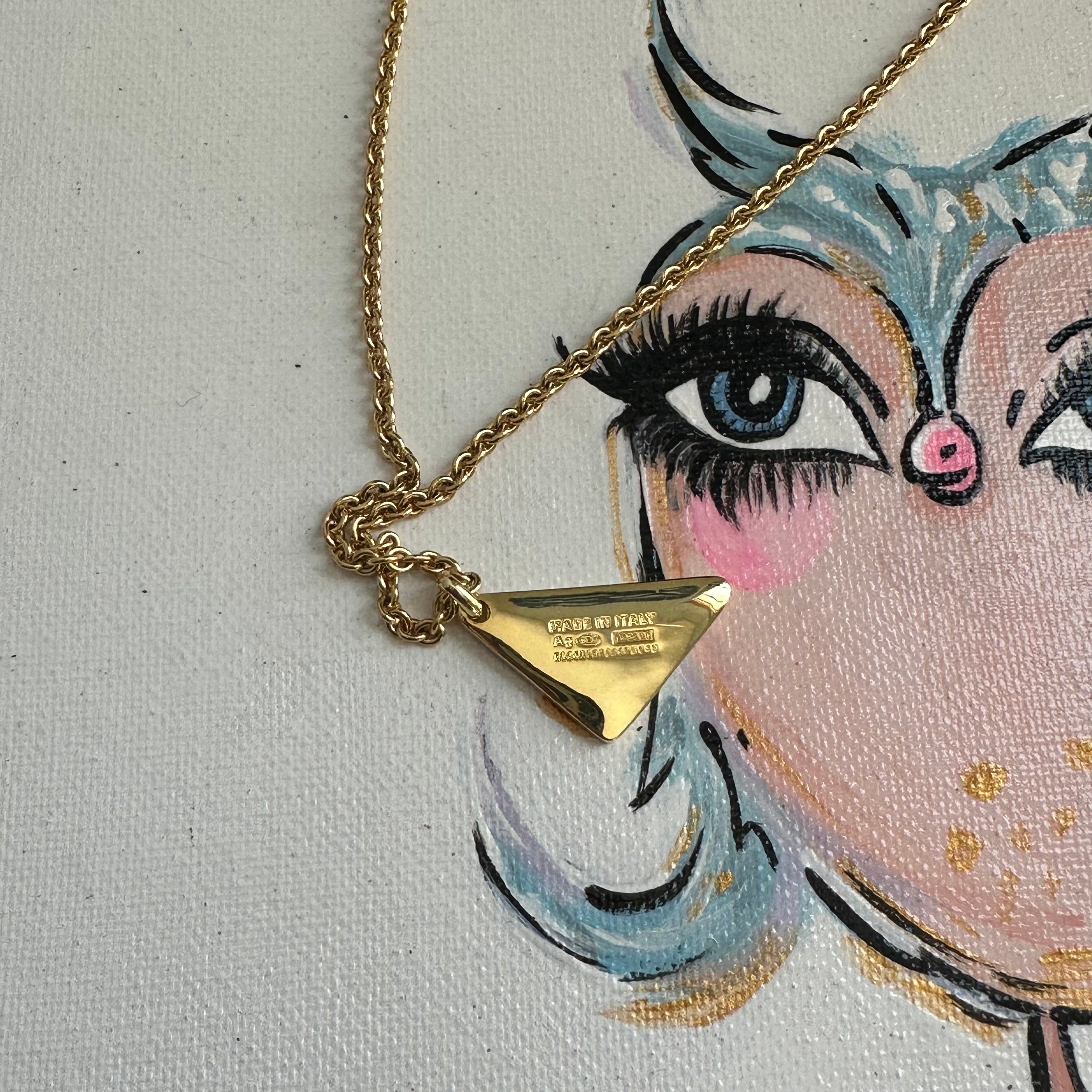 Upcycled Blingy Prada Necklace on Gold-Filled Chain - Gold or Silver
