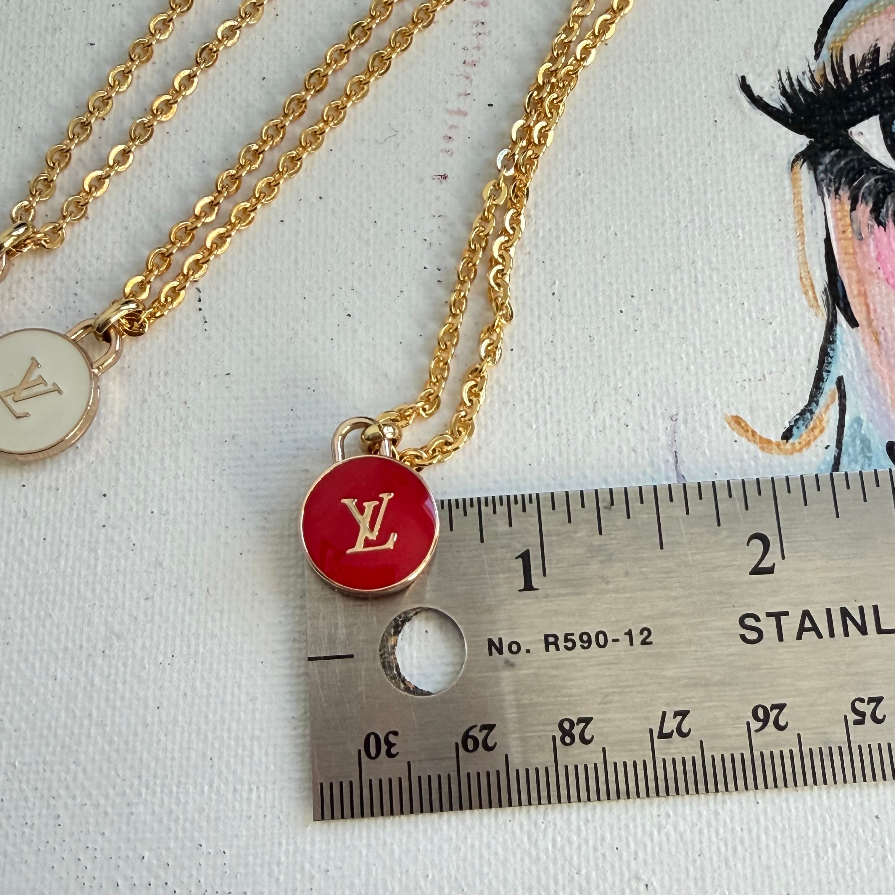 Small LV Charm Necklace - Gold-Filled Chain