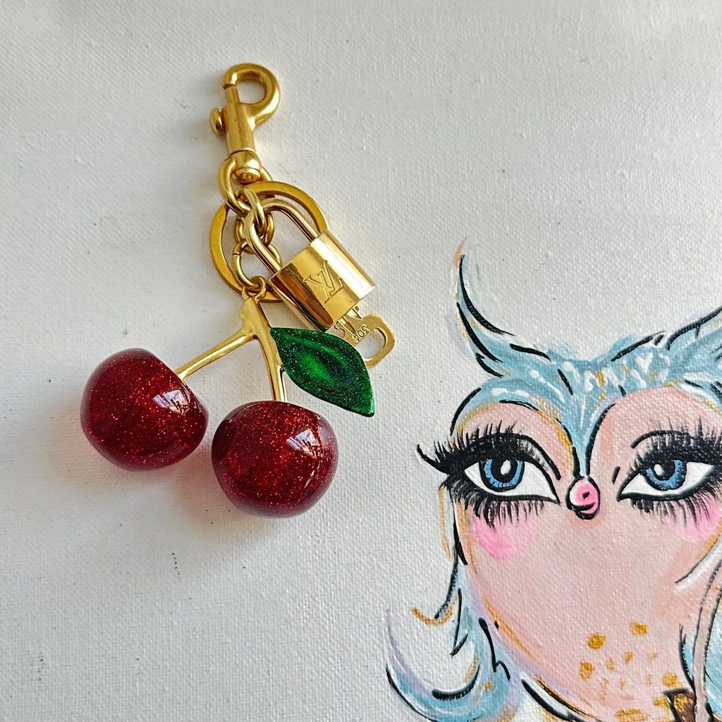 Authentic LV Padlock with Cherries Bag Charm/Keychain