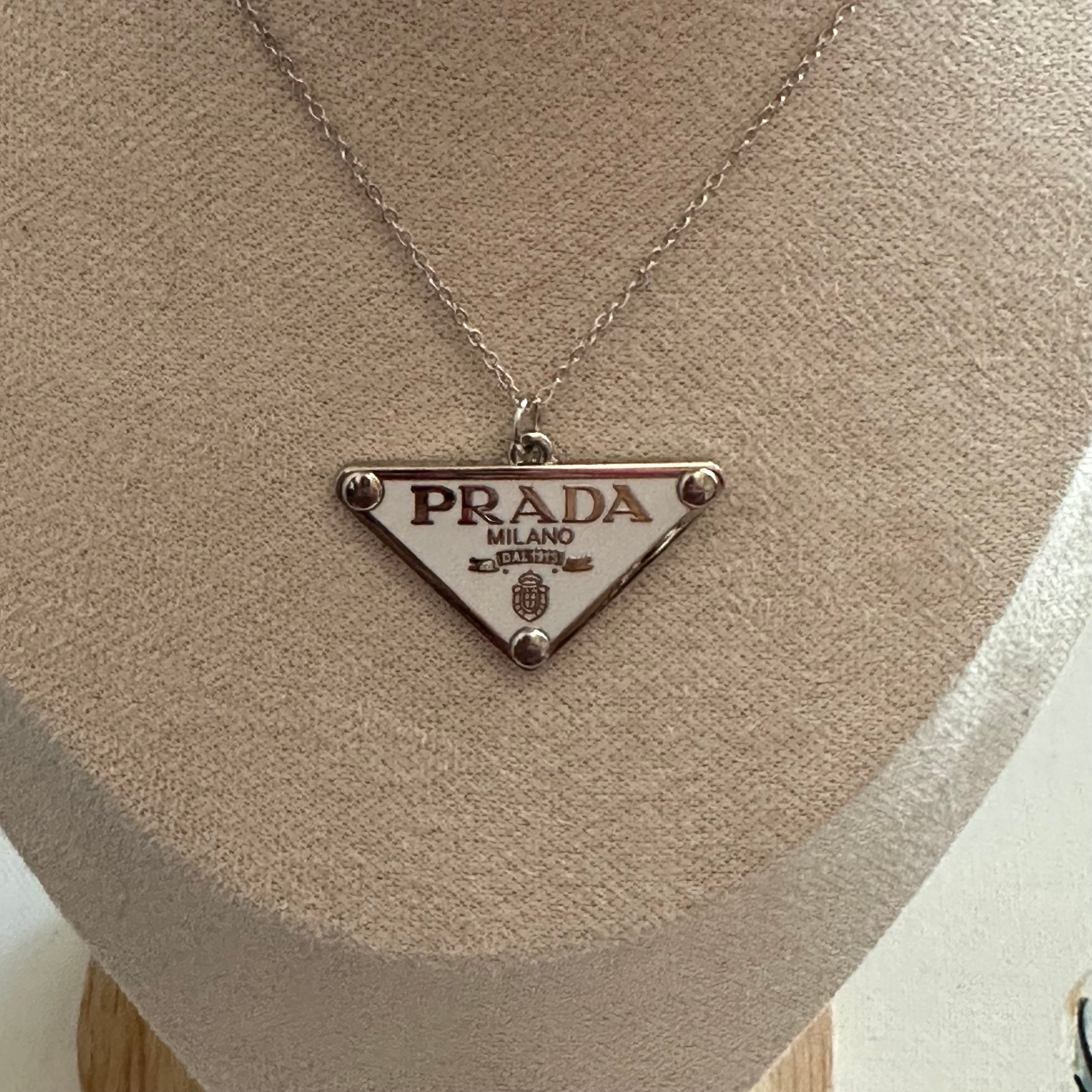 Upcycled Prada Zipper Pull Necklace in Silver