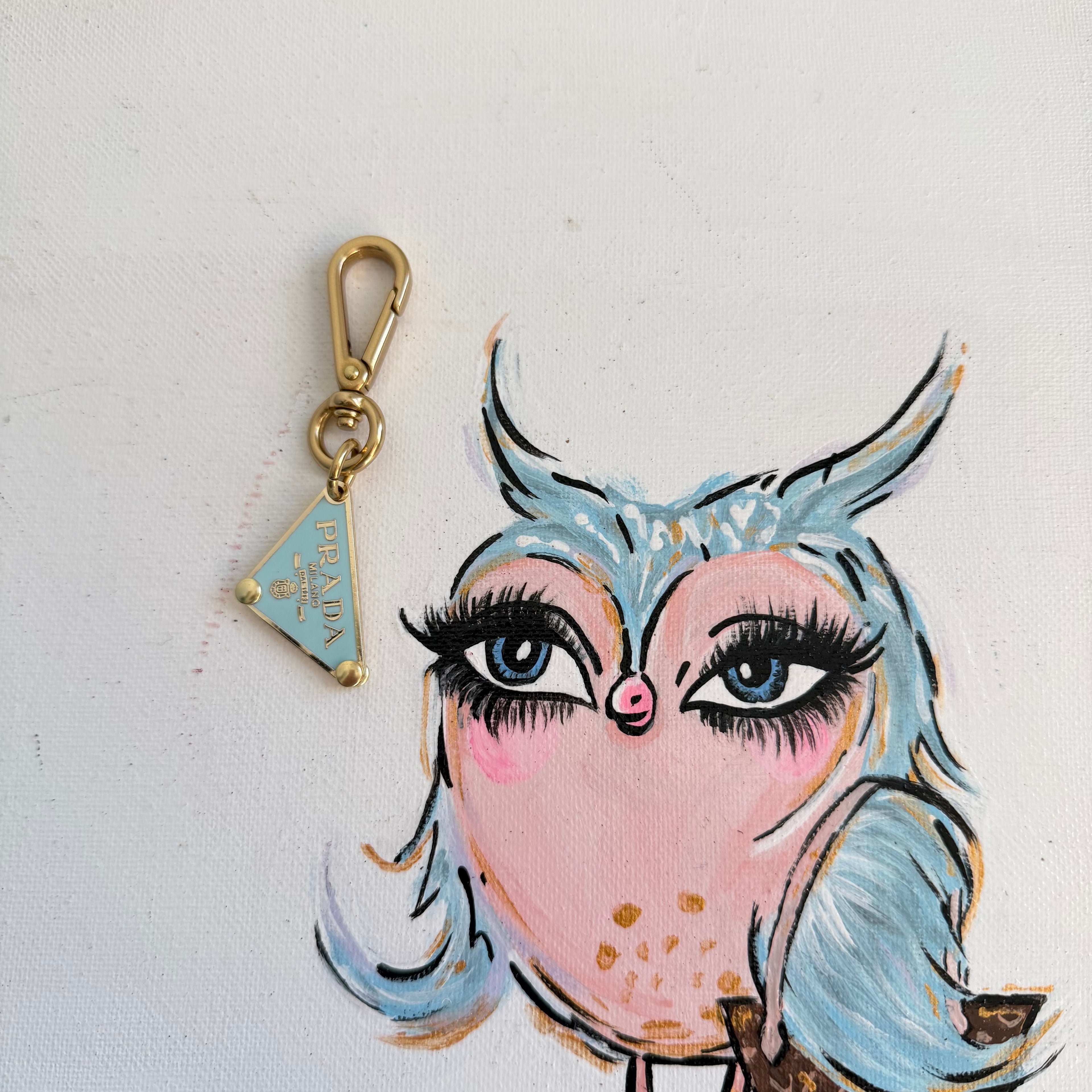 Gold Prada Bag Tag Charms in Skittle Colors/Keychain