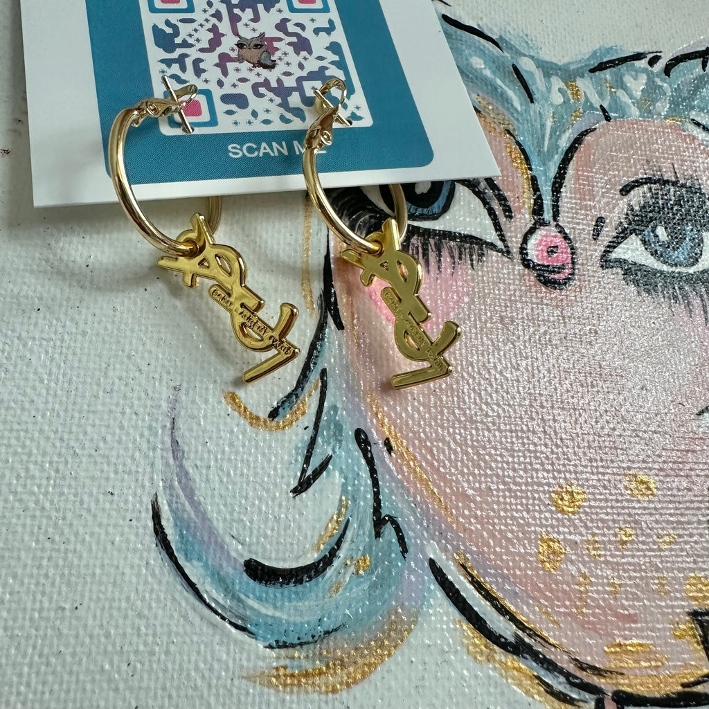 Upcycled Gold YSL Zipper Pull Earrings