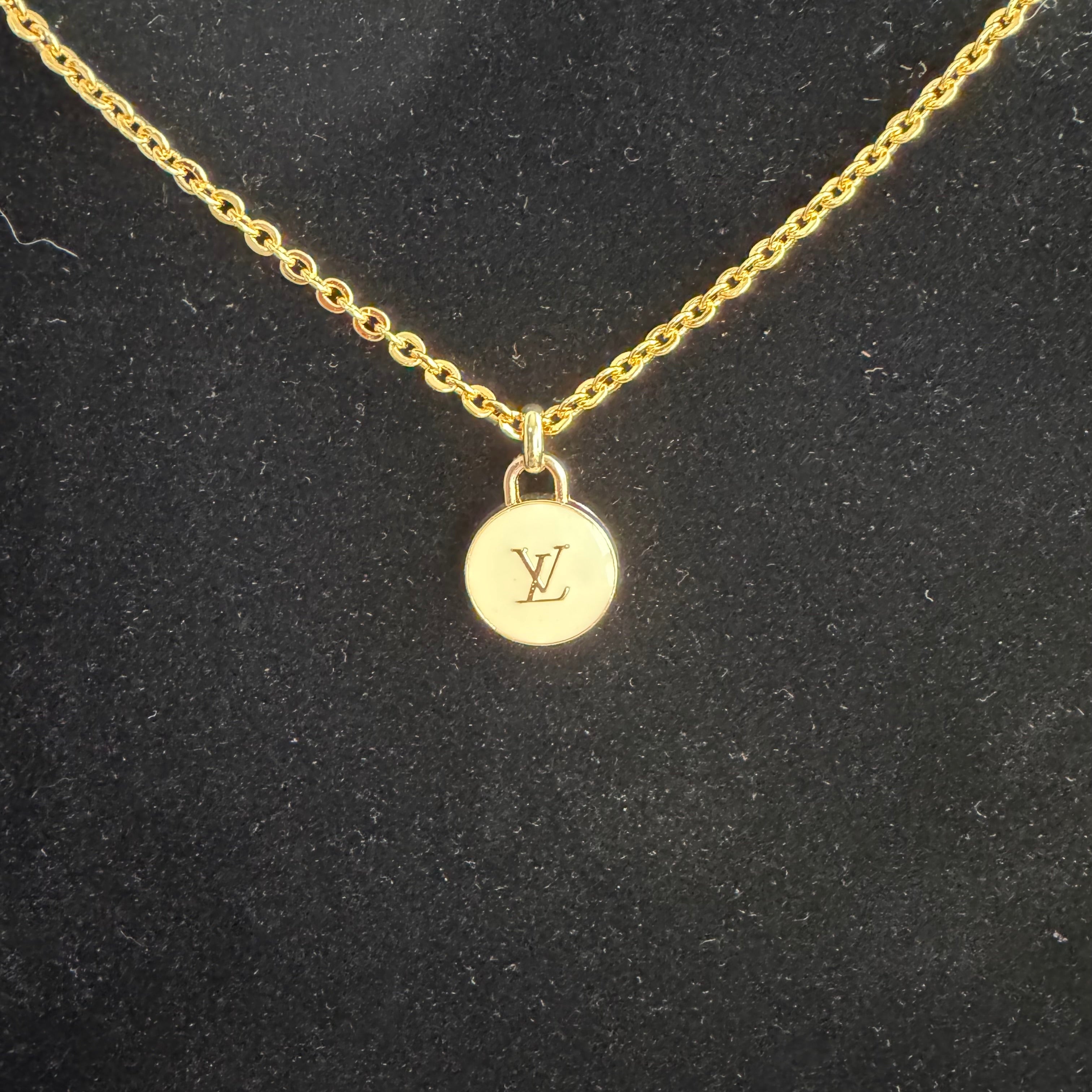 Small LV Charm Necklace - Gold-Filled Chain