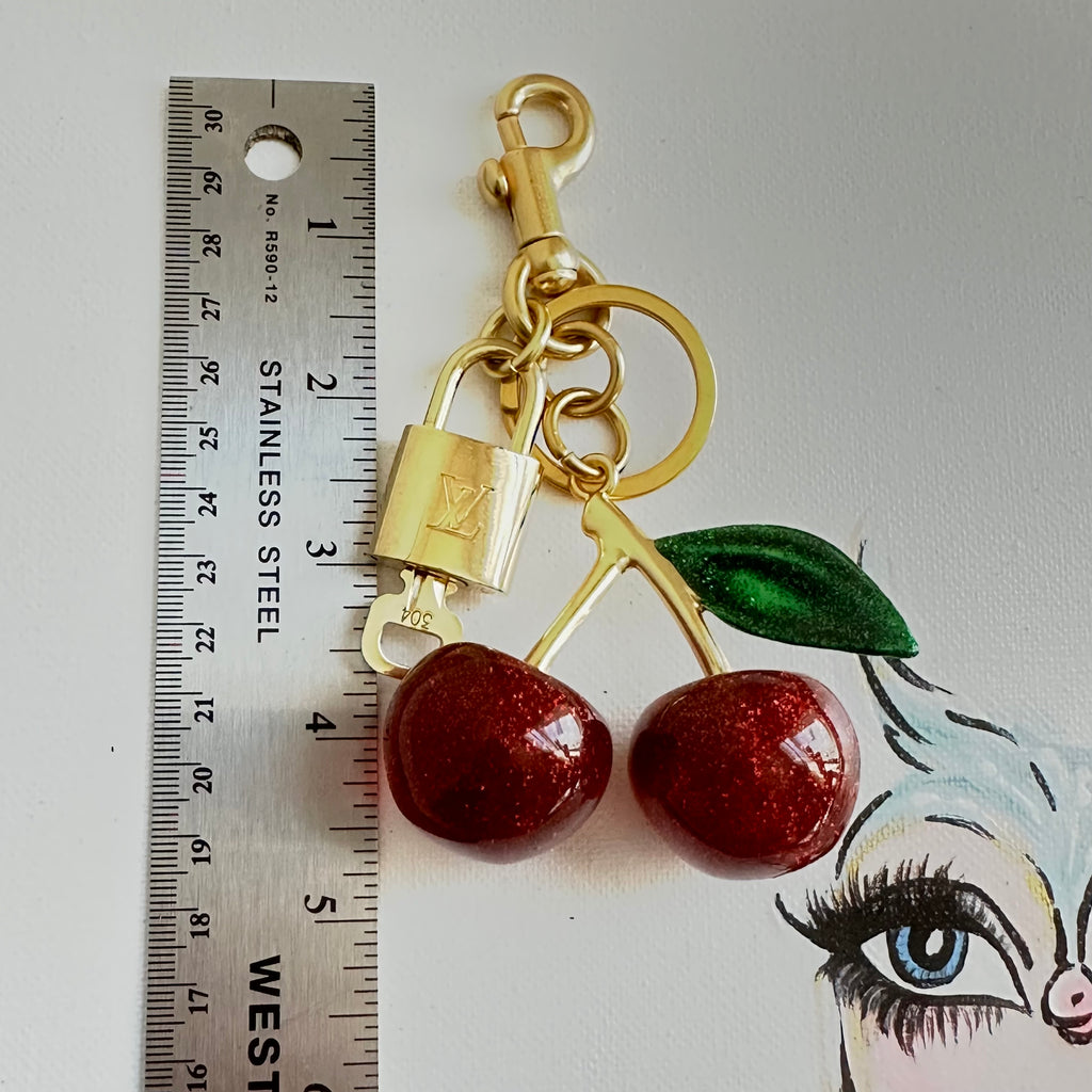 Authentic LV Padlock with Cherries Bag Charm/Keychain