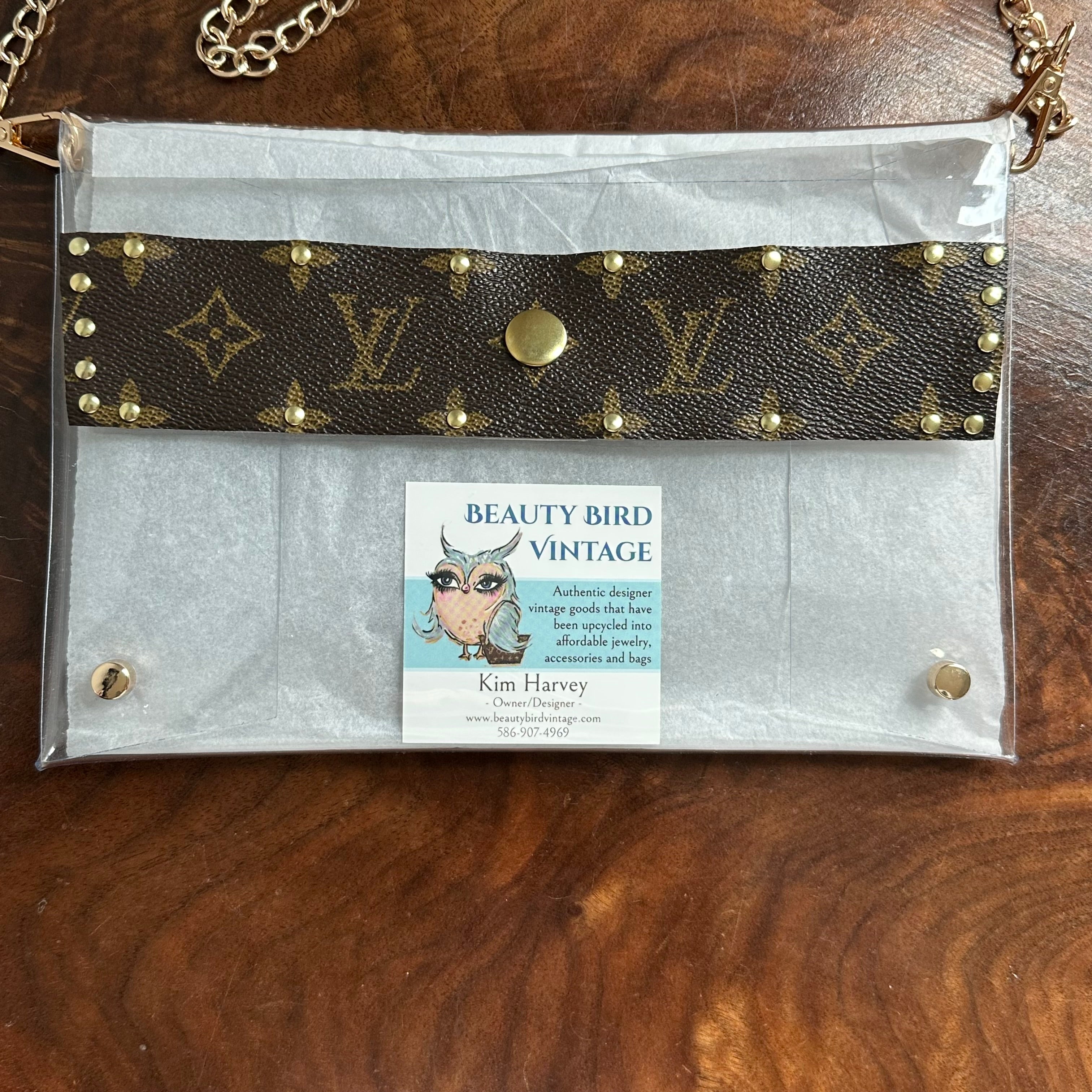 Upcycled Monogram LV on Take Me Out to the Ball Game Clear Crossbody Stadium Bag - Larger