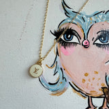 Small LV Charm Necklace on Gold-Filled Paperclip Chain