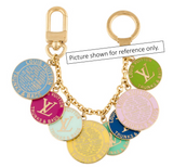 Large Pale Pink LV Trunks & Bags Pendant with Key on Gold-Filled Paperclip Chain Necklace