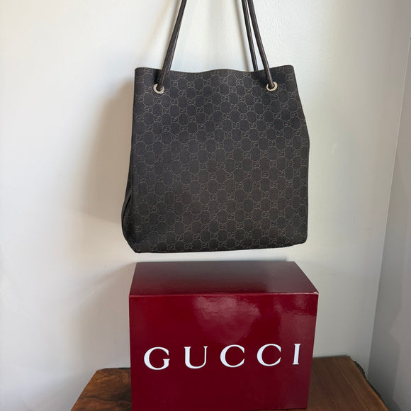 The Albatross Shoulder Bag - Vintage Gucci GG in Chocolate Brown Canvas
