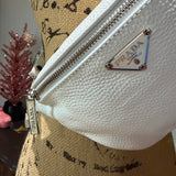 White Leather Prada Tag Sling/Fanny Pack Bag