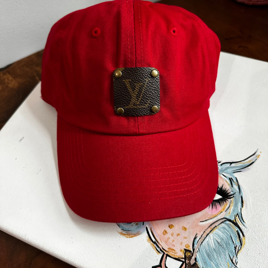 Upcycled LV Patch on Red Hat (not distressed)